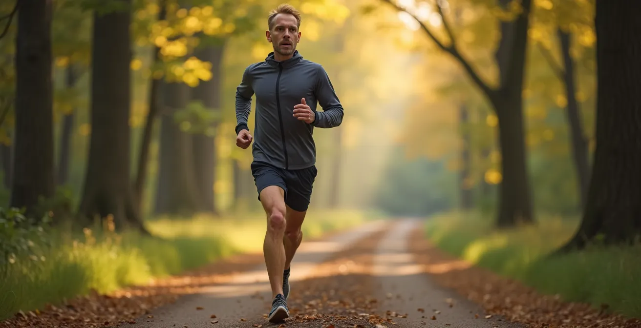 Nahaufnahme der korrekten Arm-Bein-Koordination beim Nordic Walking