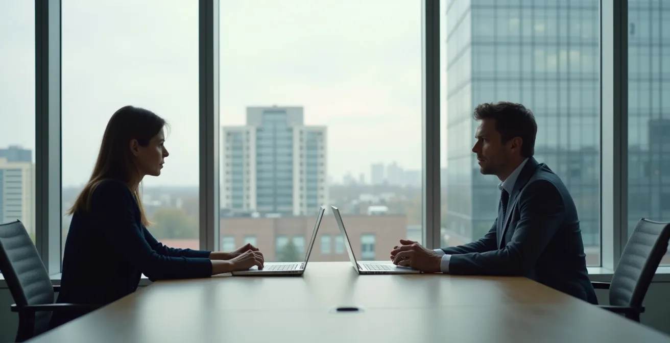 Zwei Kollegen im professionellen Gespräch in deutschem Büroumfeld